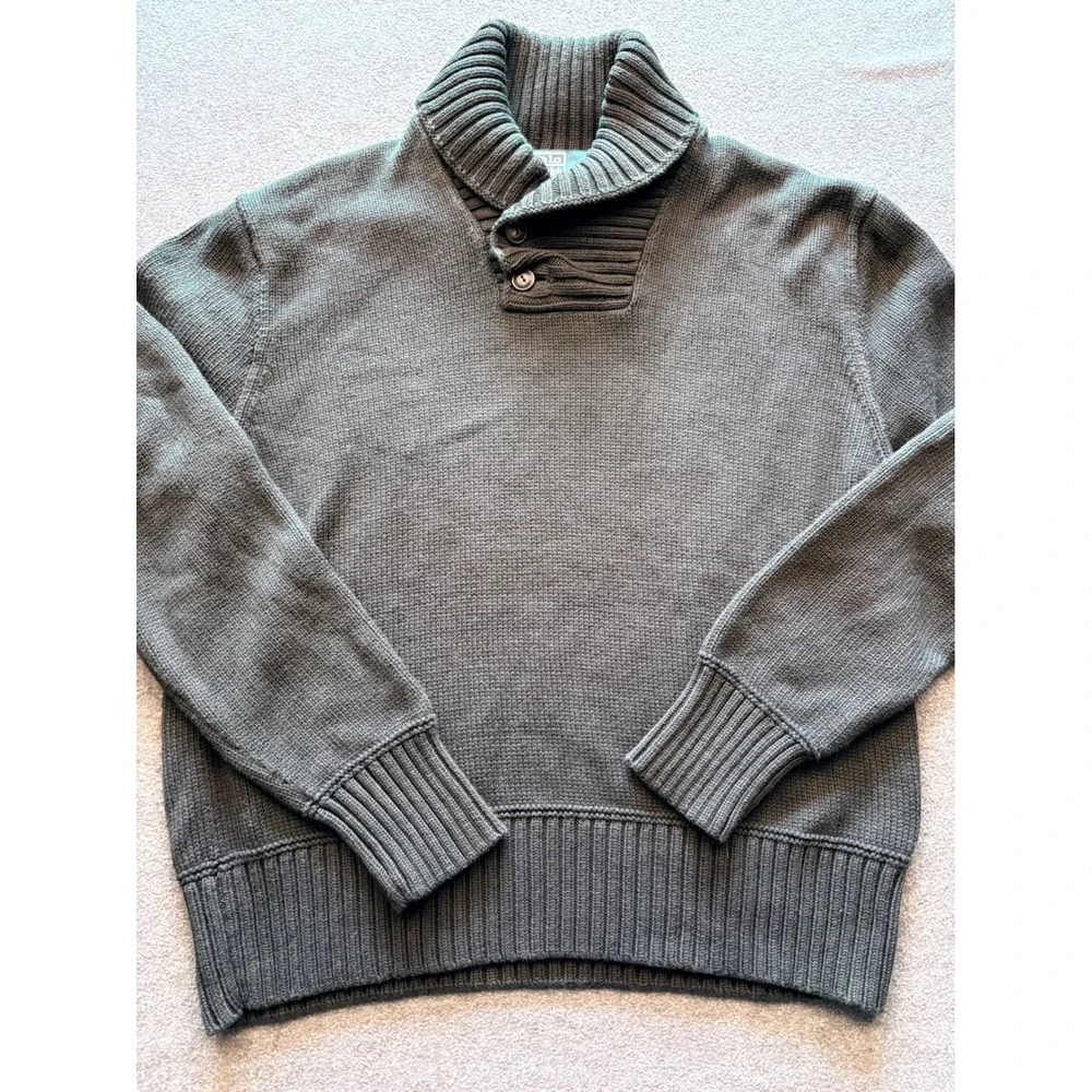 Polo Ralph Lauren Vintage Mens XL Black Cotton Shawl Collar Sweater Button